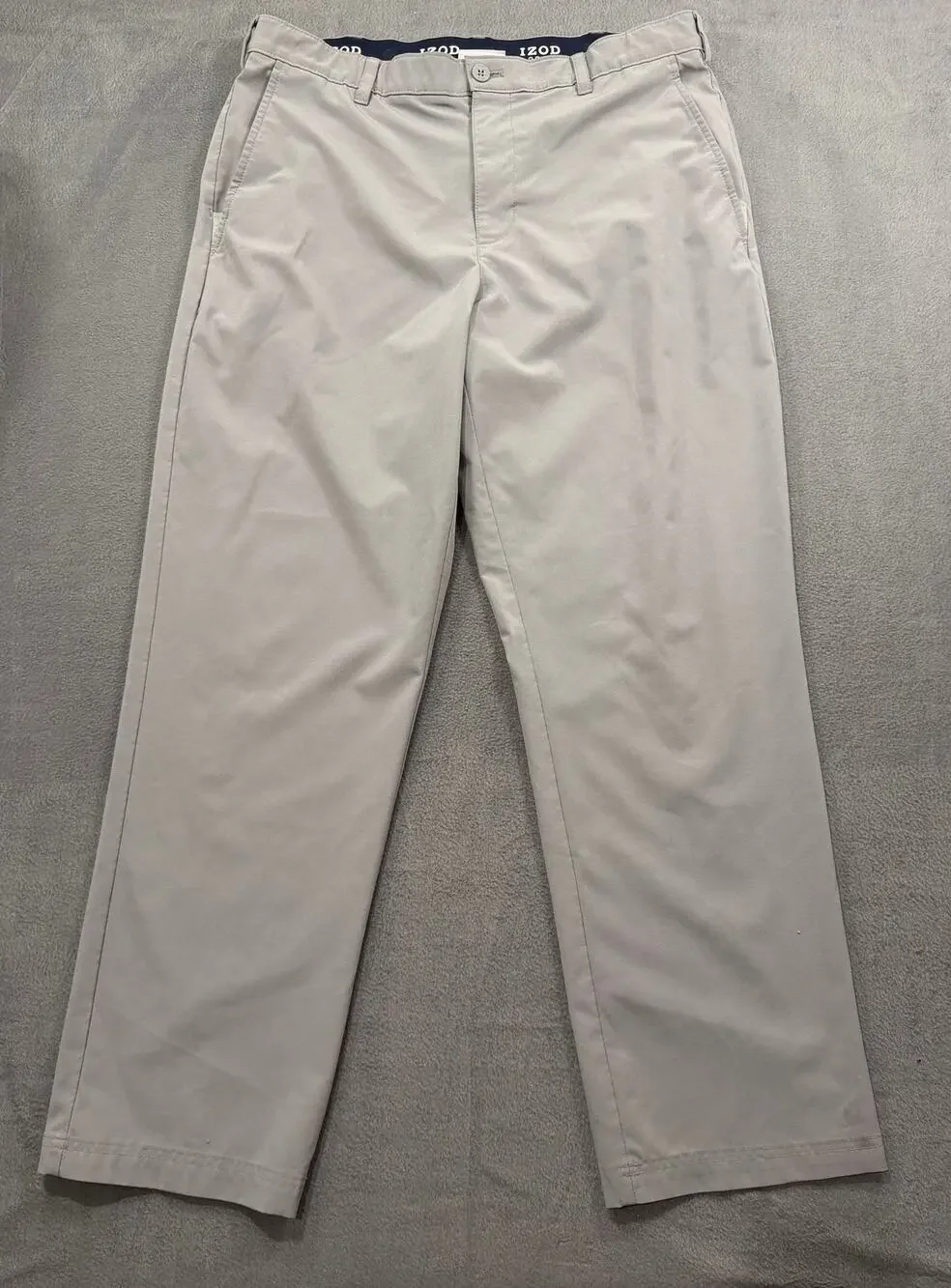 IZOD Golf Pants 36x32 Khaki Beige Swingflex‎ Performance Straight Leg Men Flat